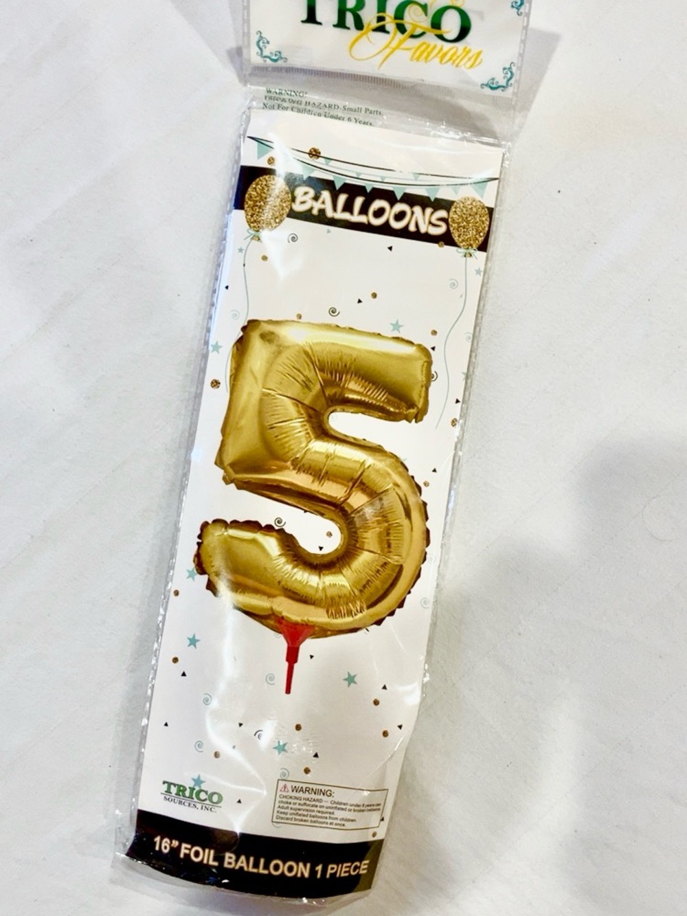 Gold Foil Number 5 Balloon - Party Decoration